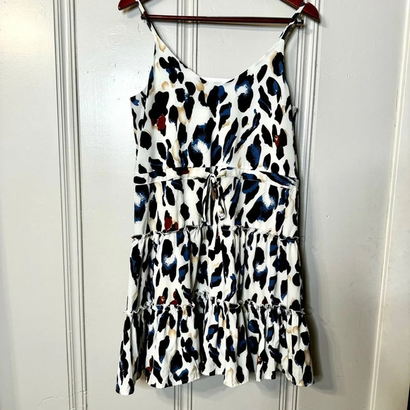 NWT She‎ + Sky Tiered Ruffle Animal Print Spaghetti Strap Sundress Slip Dress M - Picture 1 of 11